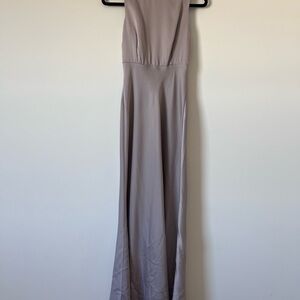 BHLDN Women’s Dove Grey Satin Sleeveless Maxi Bridesmaid Formal Gown Dress US 0